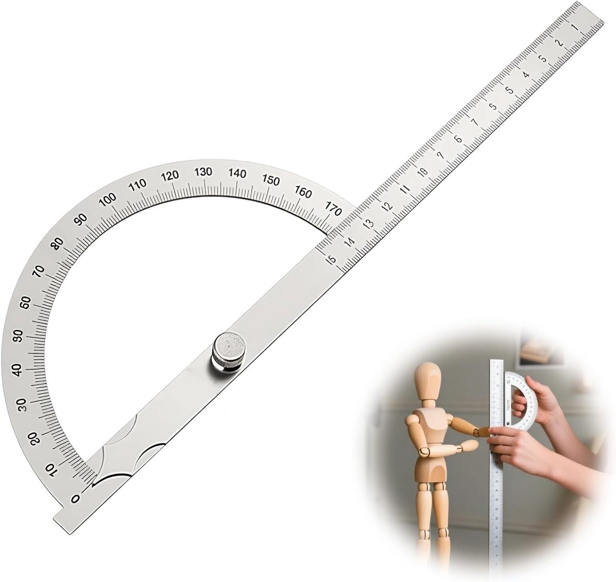 Digitale Hoekmeter 15cm - RVS - Meting van lengte en hoek - Ideaal voor houtbewerking - ShopVlot