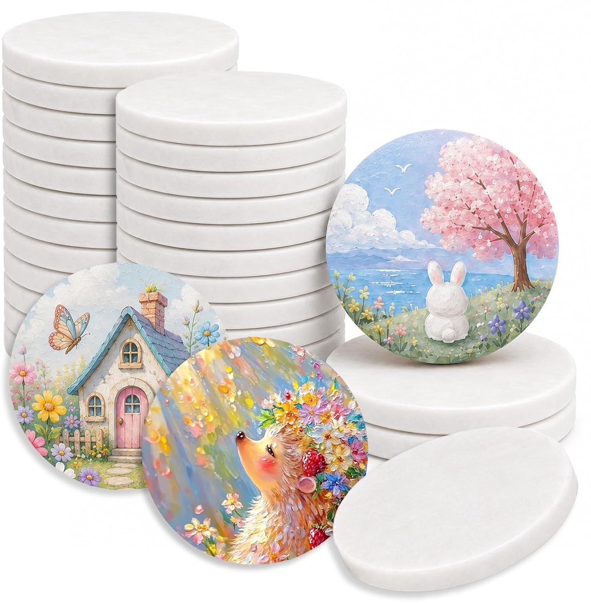Vlakke stenen voor schilderen - 35 stuks Ø 5 cm - Natuurlijke steentjes - Ideaal voor creatieve DIY-projecten - ShopVlot