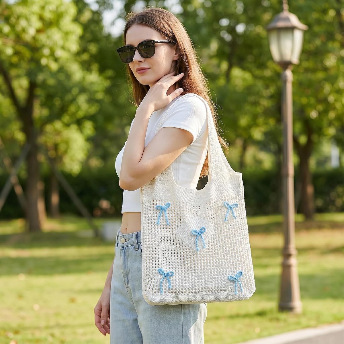 Zomer Boho Strandtas voor Vrouwen, Vouwbare Lichte Mesh Tas, Ideaal voor Strand, Reizen en Dagelijks Gebruik