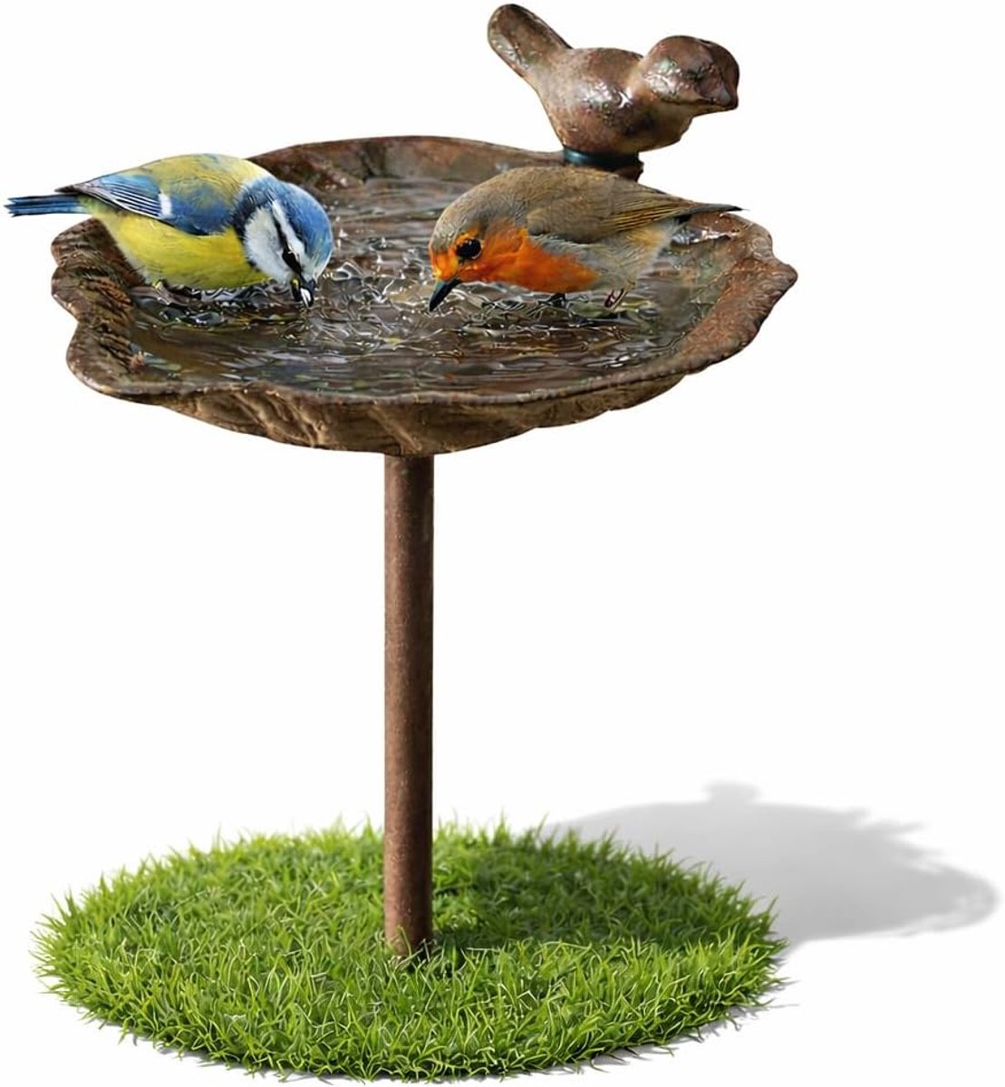 Vogelbad met grondspike - gietijzer - weerbestendig en vorstbestendig - ideaal voor wilde vogels - ShopVlot