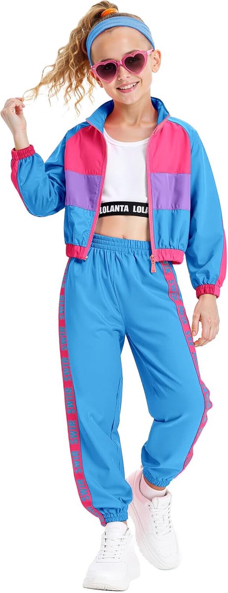 Hip Hop Kledingset Meisjes 11-12 Jaar - Retro Blauw - Sportief en Comfortabel - Perfect voor Dansen - ShopVlot