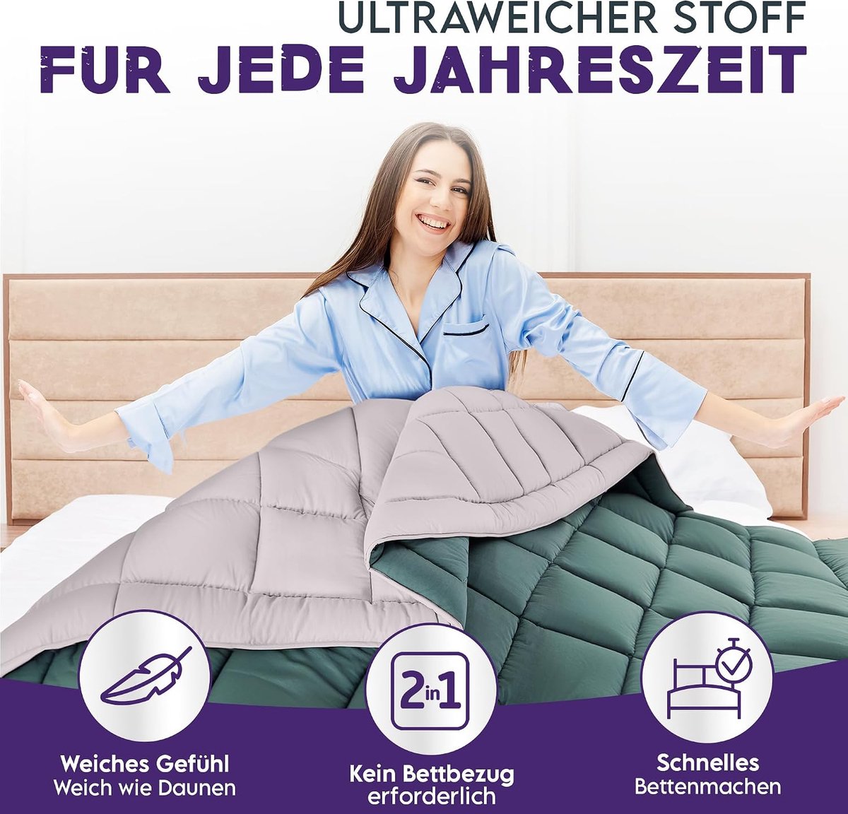 Deken zonder hoes 135x200 - All-Year Deken - Gelvezels voor donsgevoel - Gezellig en hygiënisch slapen - ShopVlot
