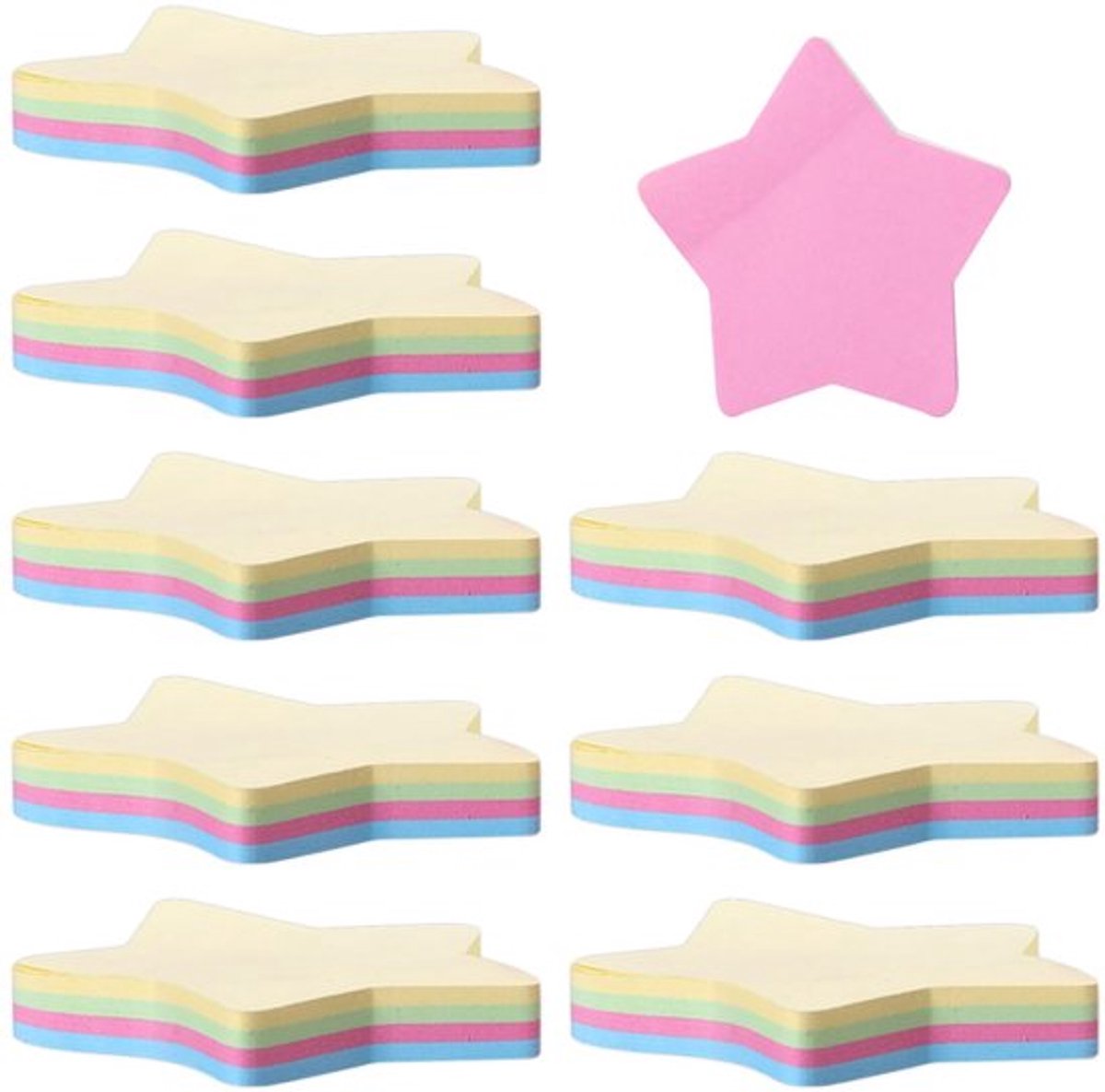 Notitieblaadjes 800 stuks - Vijfpuntige Ster - Zelfklevend - Kleurrijk - 76 x 76 mm - Ideaal voor Kantoor en Thuis - Plaknotities