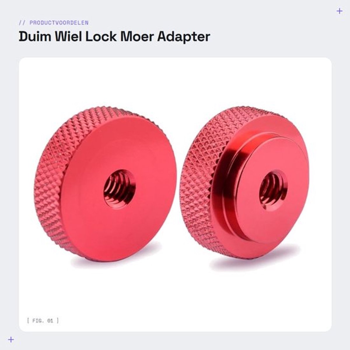 Duim Wiel Lock Moer Adapter - Camera Statief Bevestiging - 2 Stuks - Aluminium - 1/4" Borgmoer - Geschikt voor Fotografie - Rood