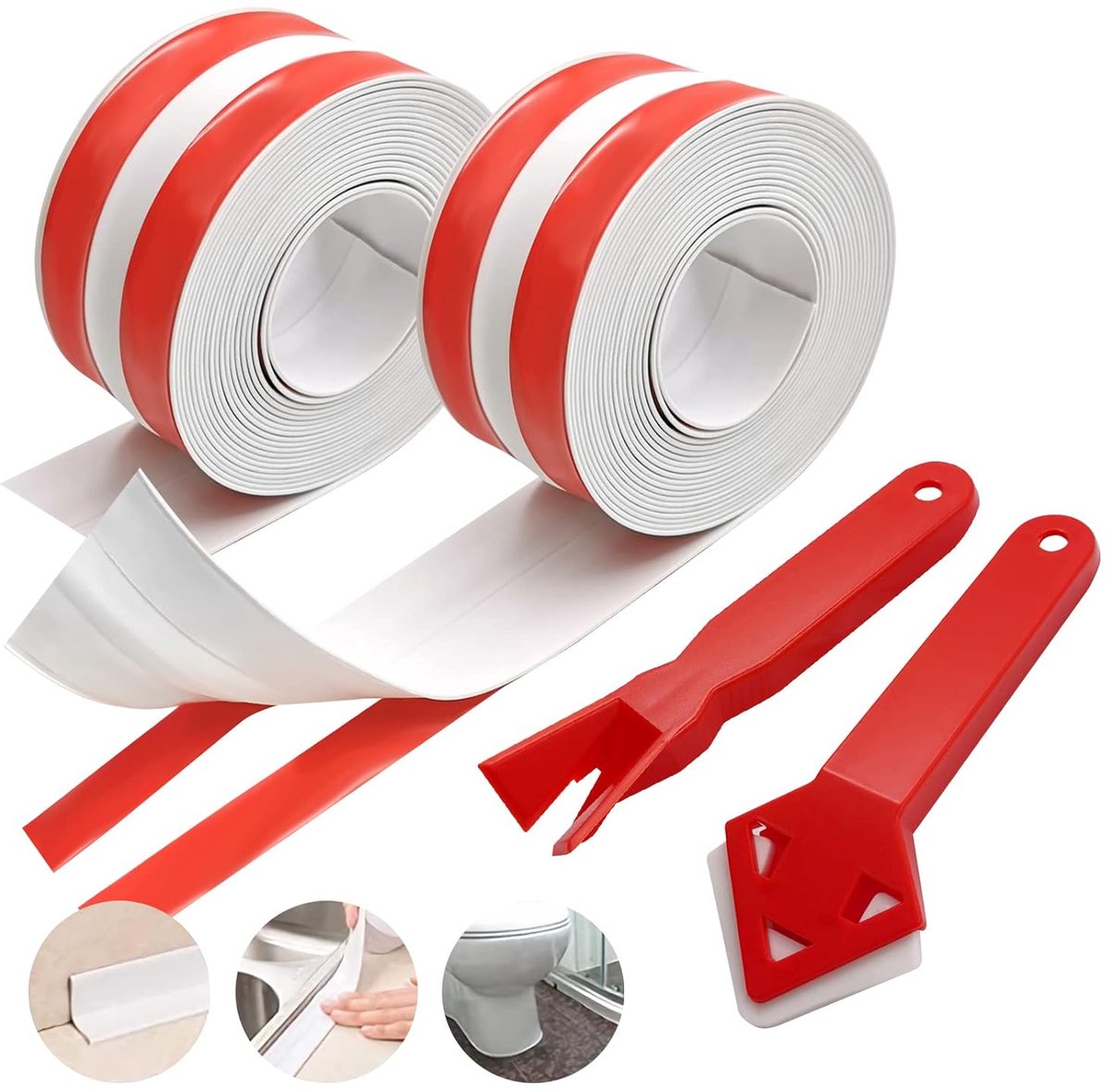 Badafvoerstrip 3,2m - Zelfklevend acryl - Waterdicht voor badkamer en keuken - Eenvoudige installatie - ShopVlot