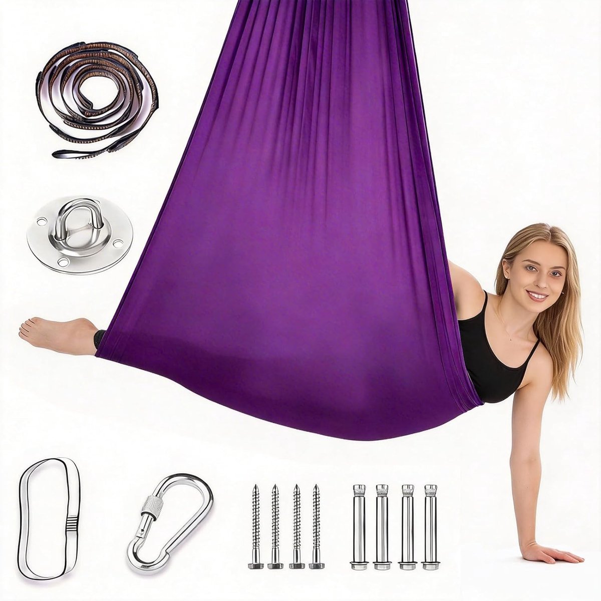 Hoogwaardige Aerial Yogahanddoek voor Binnen en Buiten – Versterkte Naden, Ideaal voor Yoga, Ontspanning en Fitness in de Hangmat