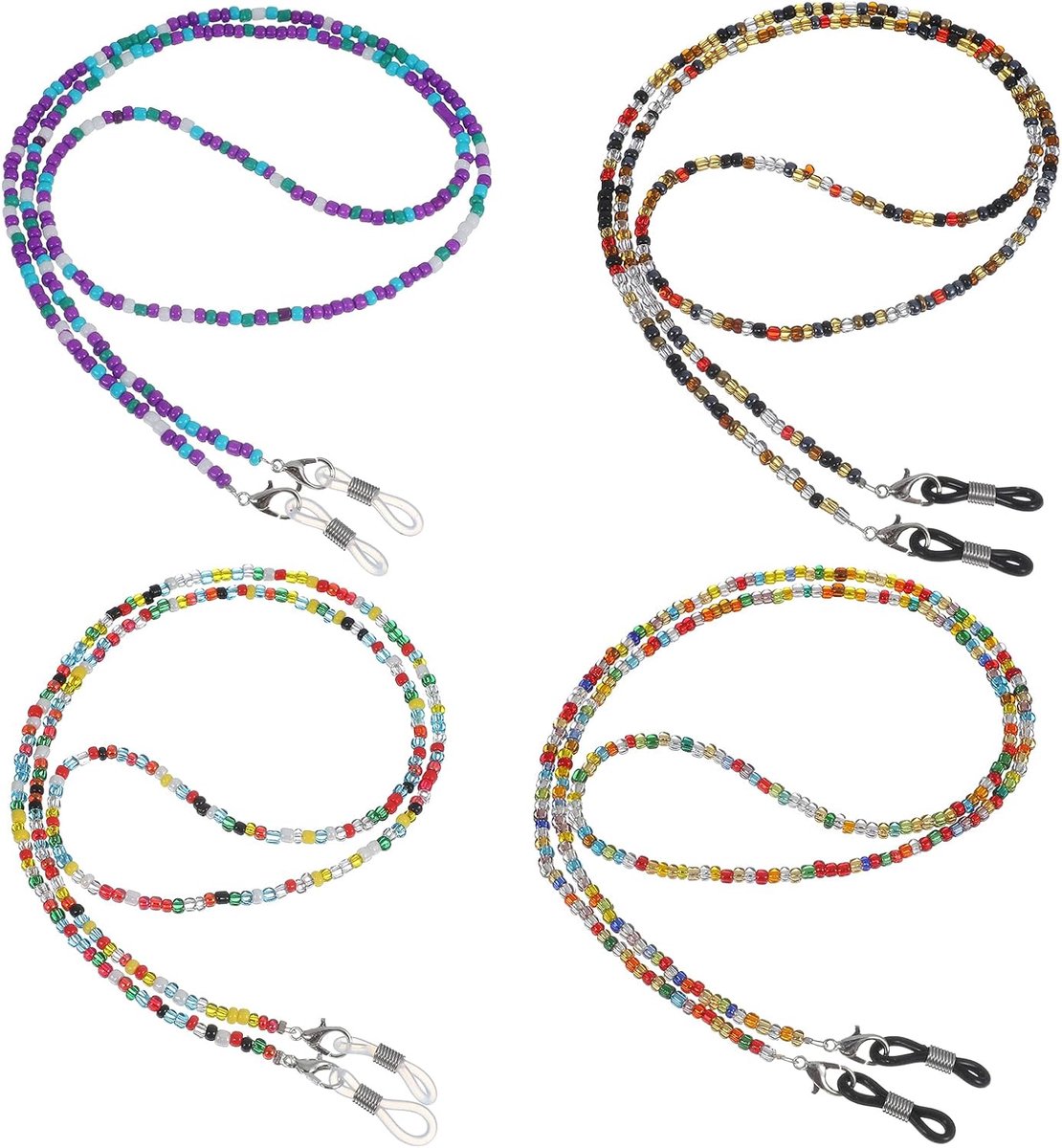 Ymapinc 4 STKS Vintage Kralen Bril Houder Strap Acryl Stijlvolle Oogglas Houders Rond Hals Kraal Lanyard voor Vrouwen - ShopVlot