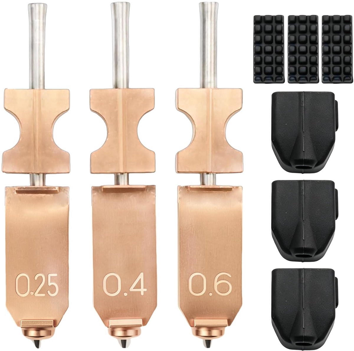 Snelwisselmondstukken van hardstaal, set van 3 AD5X mondstukken, 0,25 mm, 0,4 mm, 0,6 mm voor vloeiend printen met - ShopVlot