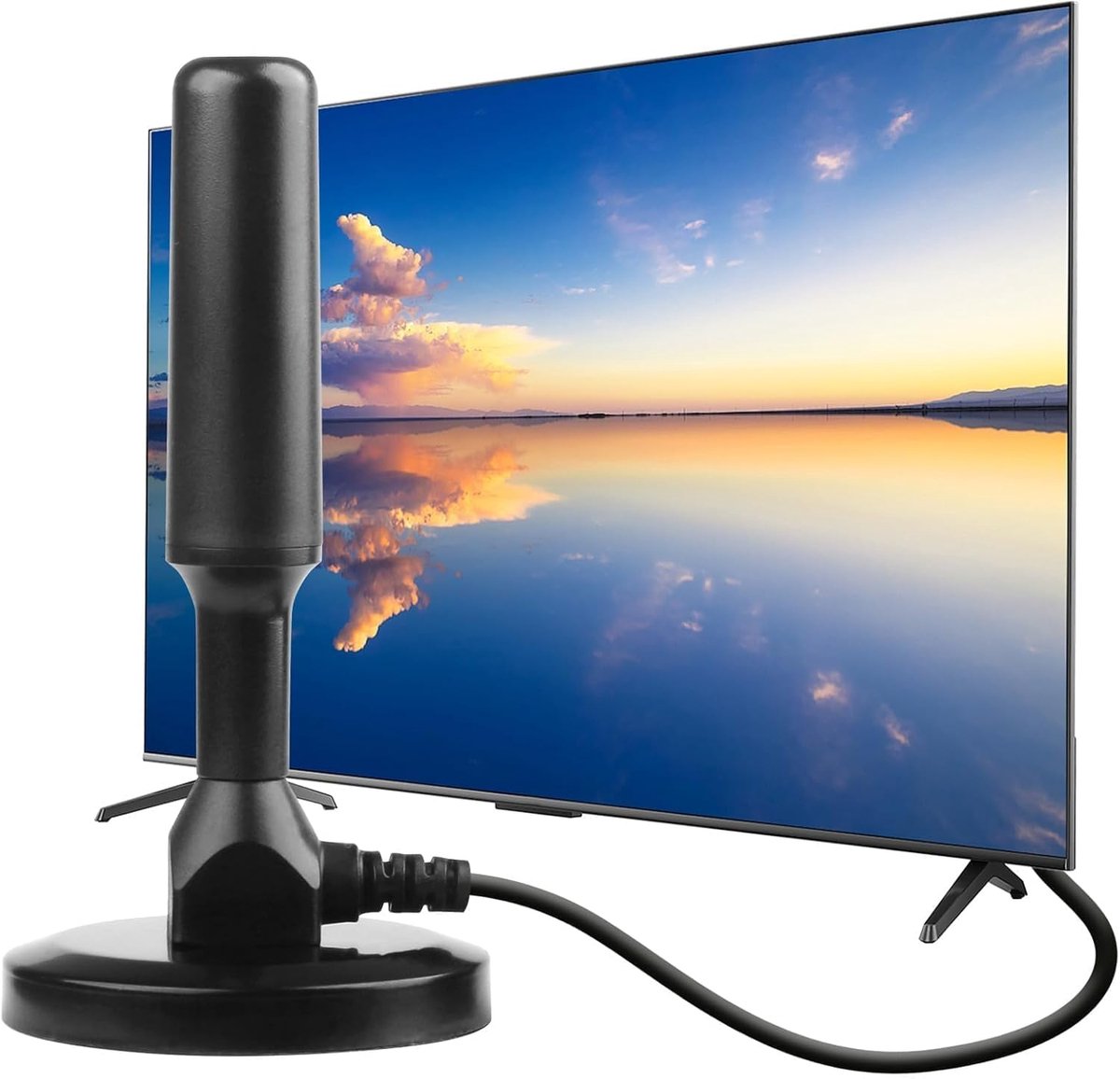 Indoor TV antenne met magnetische voet - 360° ontvangst - compatibel met 4K UHD/TNT HD - eenvoudig te installeren - ShopVlot