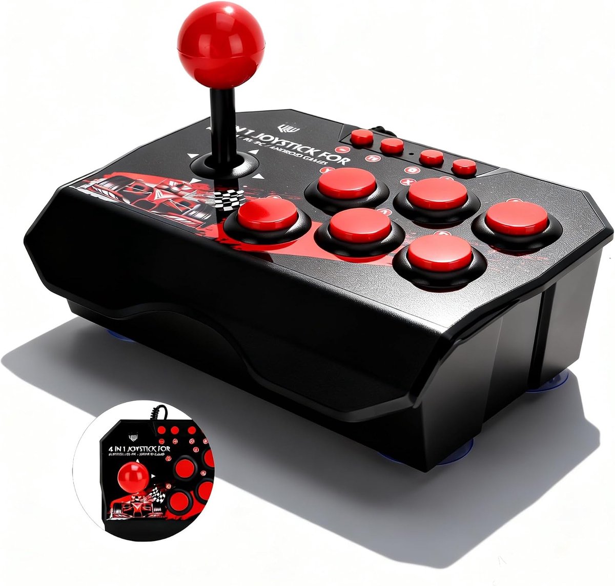 Fight Stick Bekabeld - Bolvormige Metalen Joystick - 6 Bedieningsknoppen - Ergonomisch Ontwerp voor Comfortabel Spelen - ShopVlot
