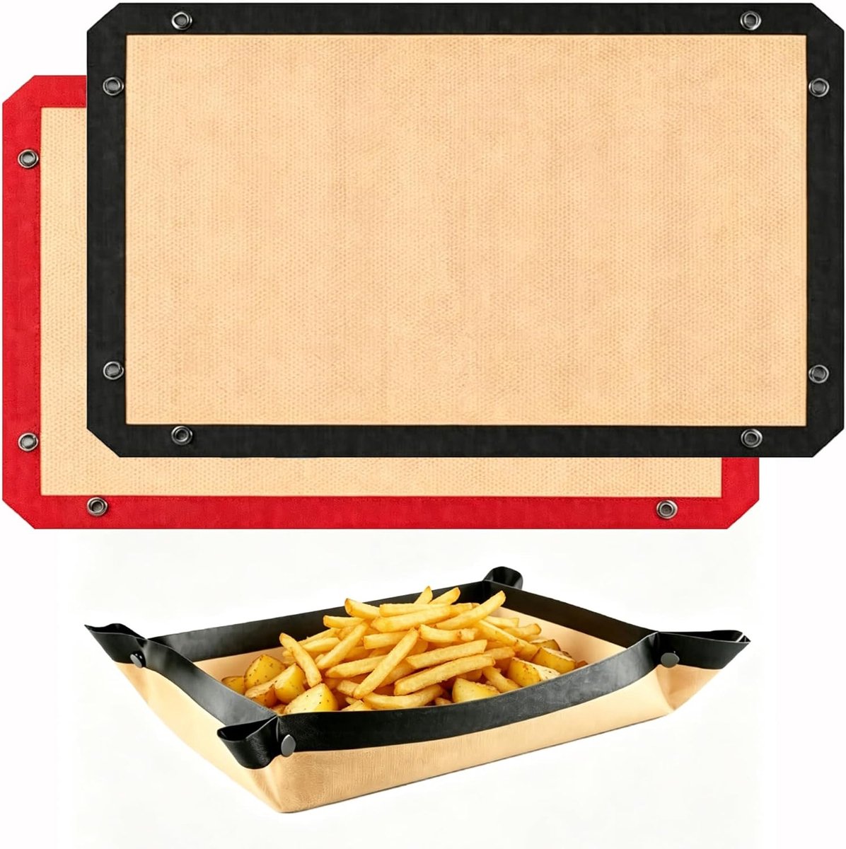 Siliconen bakmat 40 x 30 cm - 2 stuks - lekvrij - ideaal voor oven en airfryer - ShopVlot