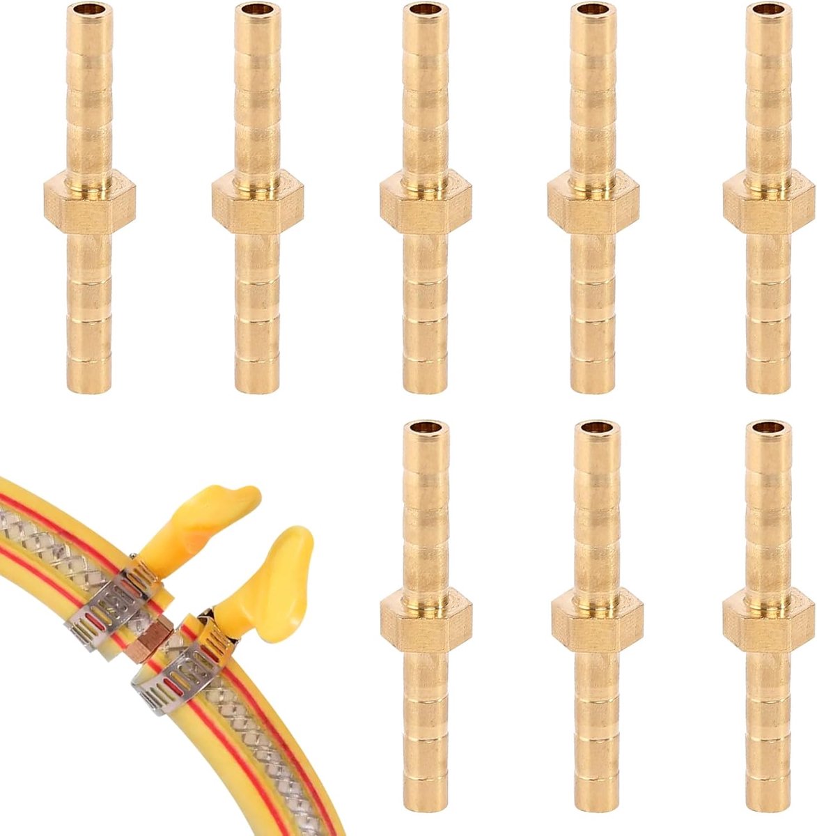 Slangaansluitingen 4mm - Messing set van 8 - Recht - Geschikt voor lucht, water en olie - ShopVlot