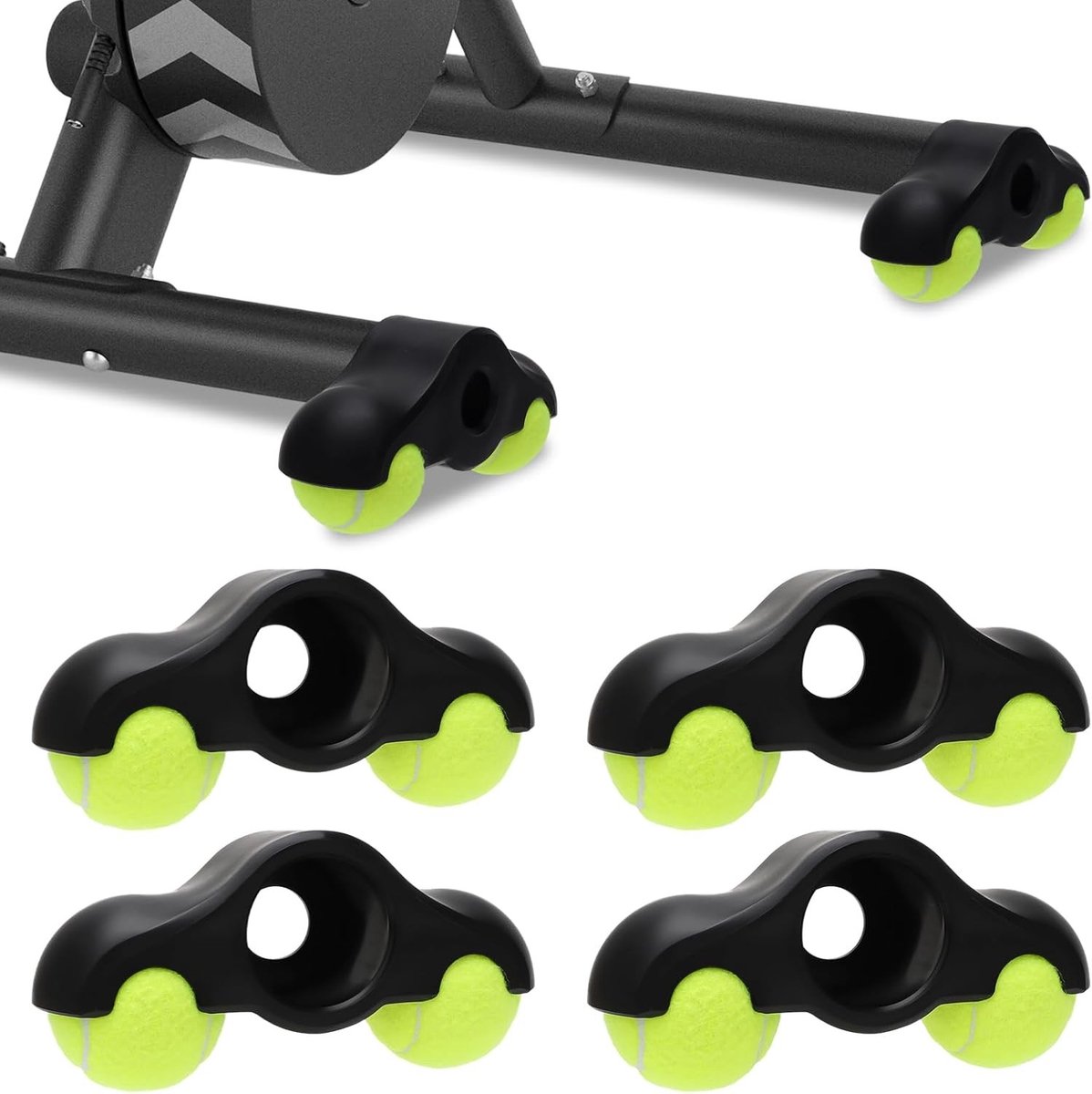 4 Stuks Rocker Plate Voeten met 8 Tennisballen voor Fietstrainers, Ideaal voor Indoor Cycling en Stabiliteit