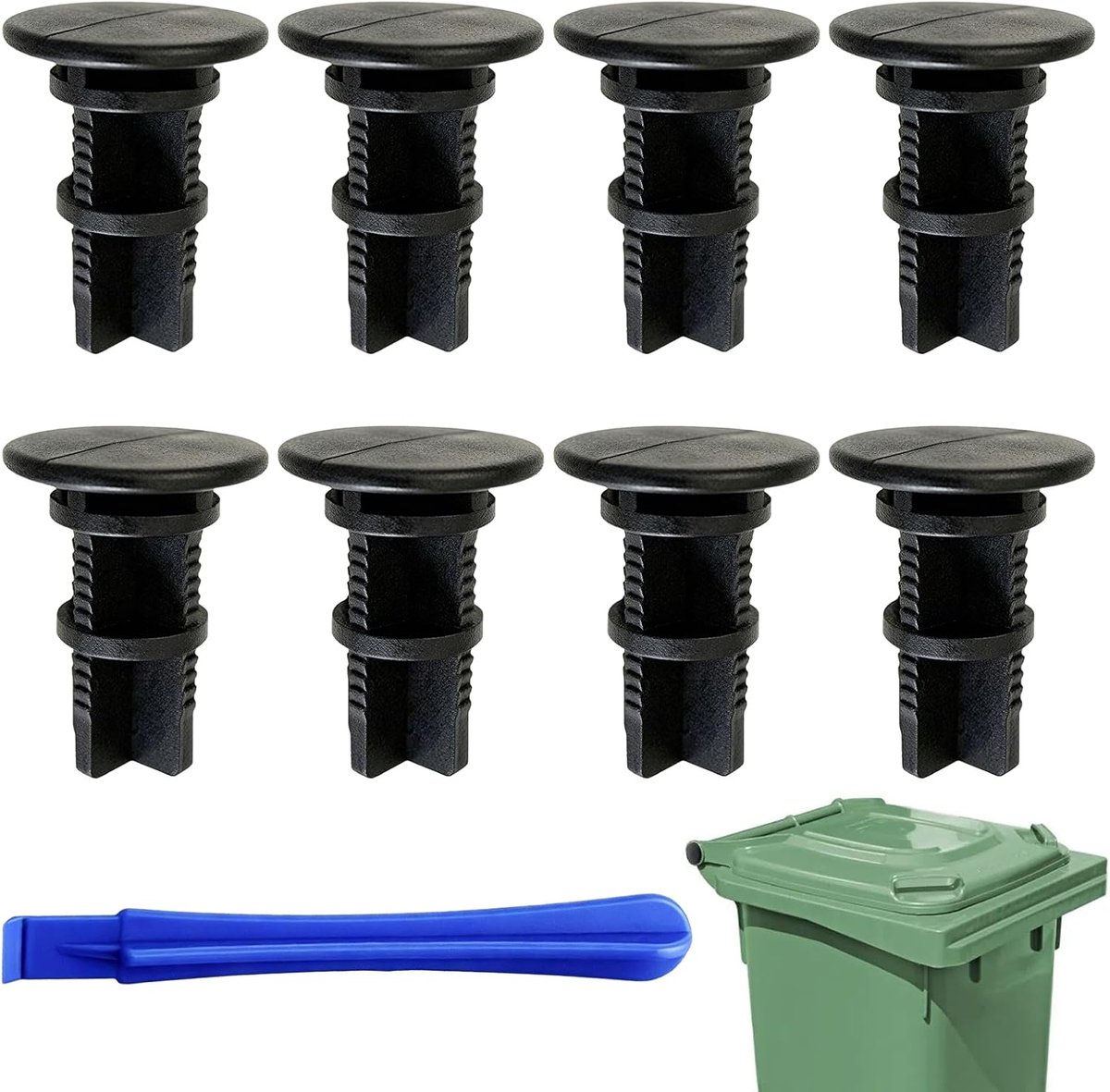 Vuilnisbakpen 240 l - zwarte kunststof scharnierpennen - 8 stuks - vervangingsset voor vuilniscontainerdeksel - ShopVlot