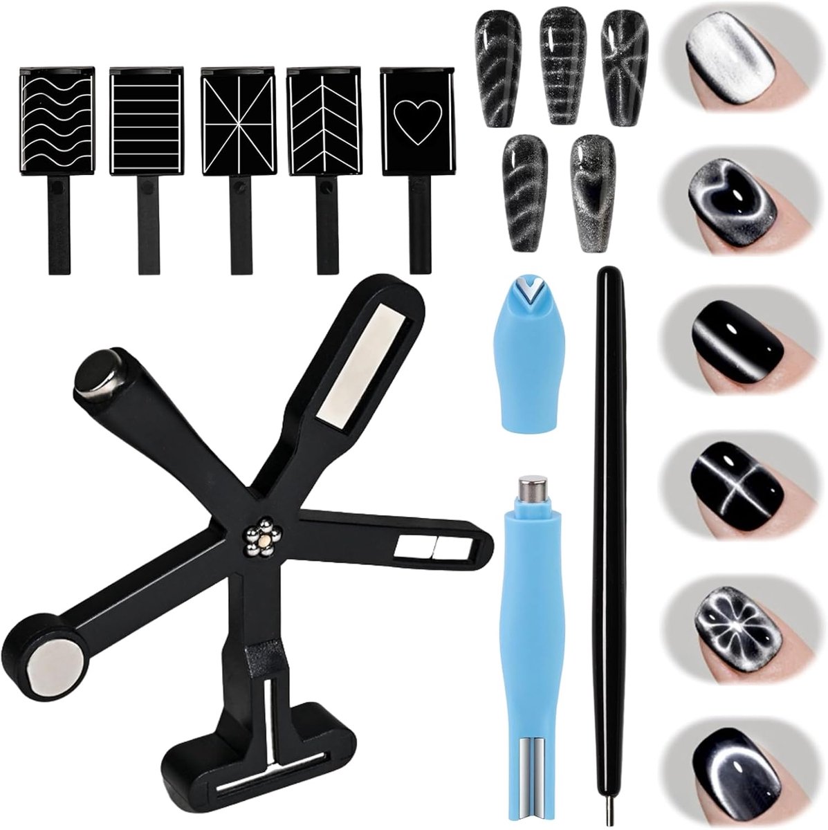 Cat Eye Magnet Set 6-in-1 - 3-in-1 Nagellak Magnet - 5 Magische Ontwerpplaten - Voor Professionele Nagelkunst - ShopVlot