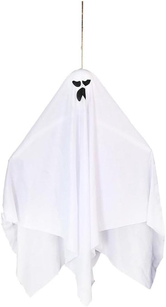 Halloween hangende spookdecoratie 69 cm - witte hanger - ideaal voor binnen en buiten - sfeervolle feestverlichting - ShopVlot
