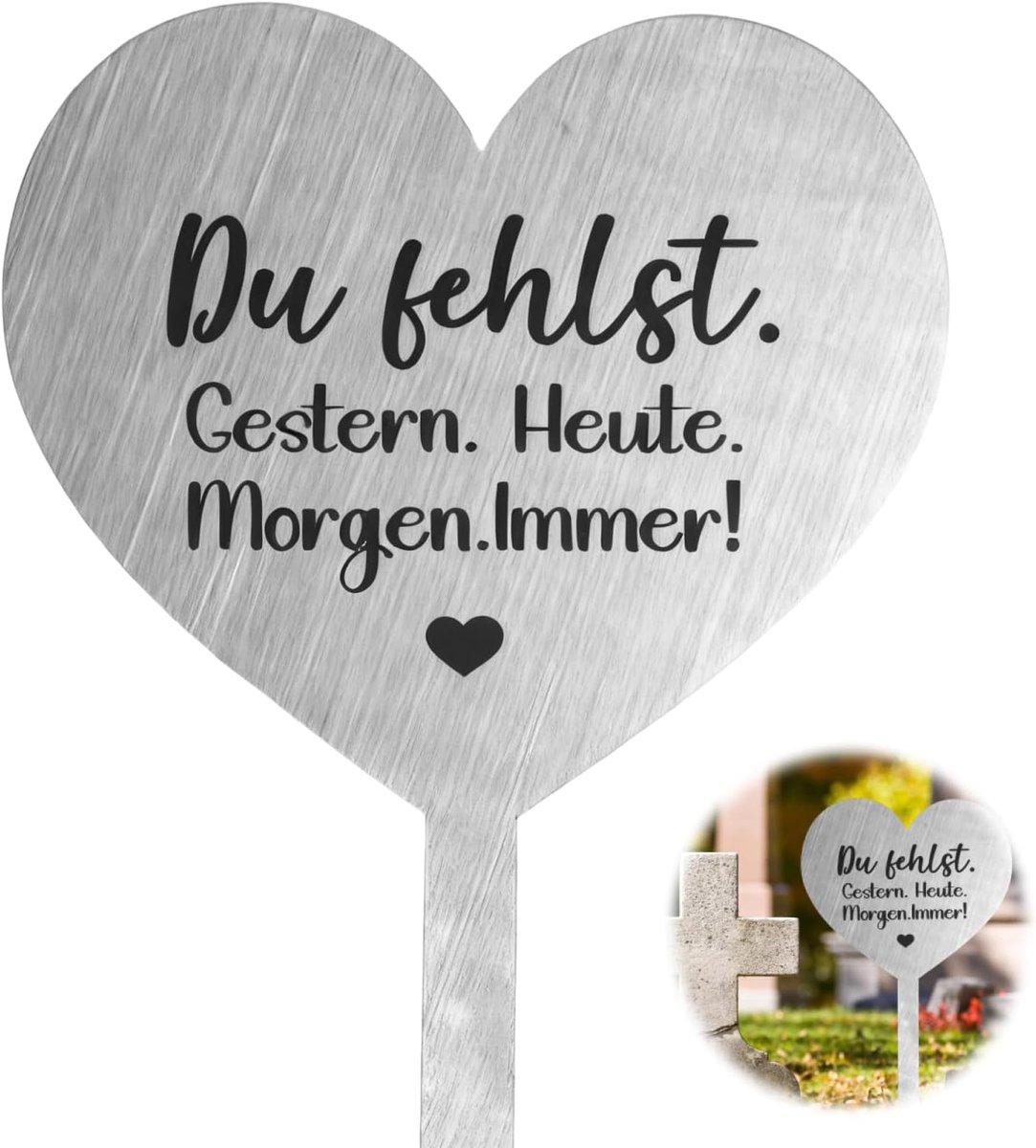 Grafdecoratie Hartstud - Roestvrij staal - Weerbestendig - Symboliseert de eeuwige verbondenheid - ShopVlot