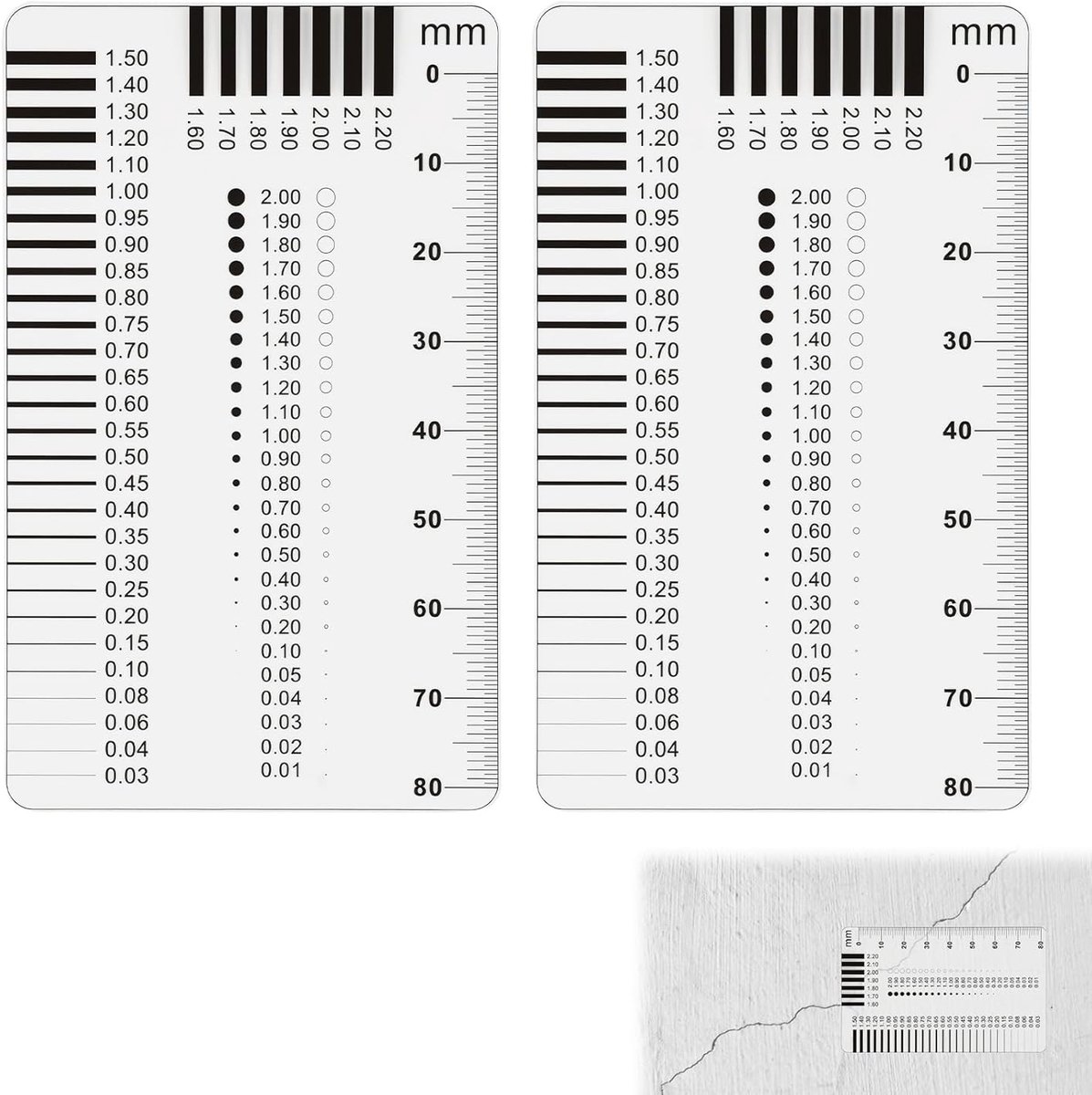 Fissure Width Fissuurmeter - Set van 2 - Hoge precisie - Ideaal voor professionele inspecties - ShopVlot
