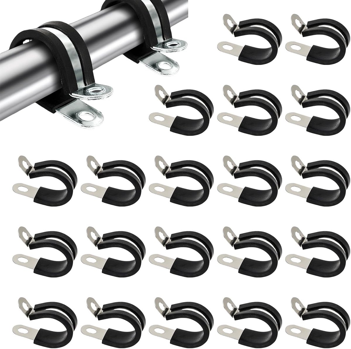 Kabelclips 20mm - RVS met rubberinleg - Vibration dampening - Ideaal voor leidingen - ShopVlot