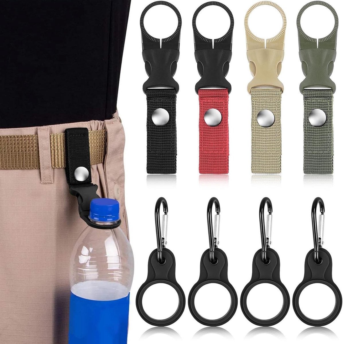 Flessenhouder Set - Gemengde Kleuren - 14 x 2,5 x 0,5 cm - Nylon en Siliconen - Voor Outdoor Activiteiten