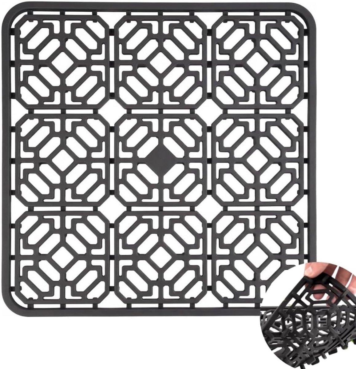 Siliconen Spoelbakmat - Grijs - 30 x 30 cm - Hittebestendige Afdruipmat voor Keuken