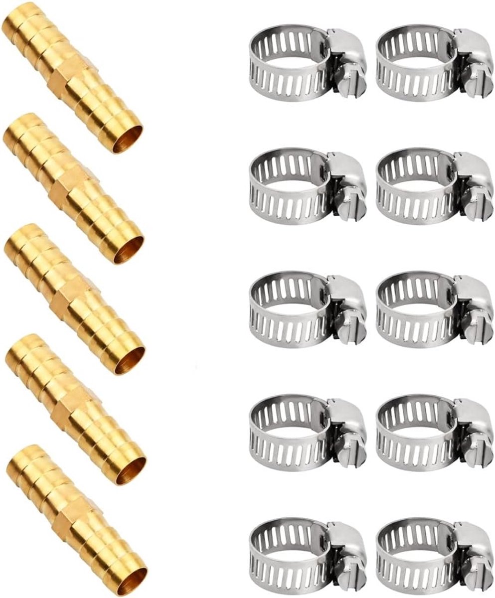 5 connectoren voor buizen van messing, 10 mm, recht met klemmen, bandenhouder, 2-weg, bandenhouder, van messing voor - ShopVlot