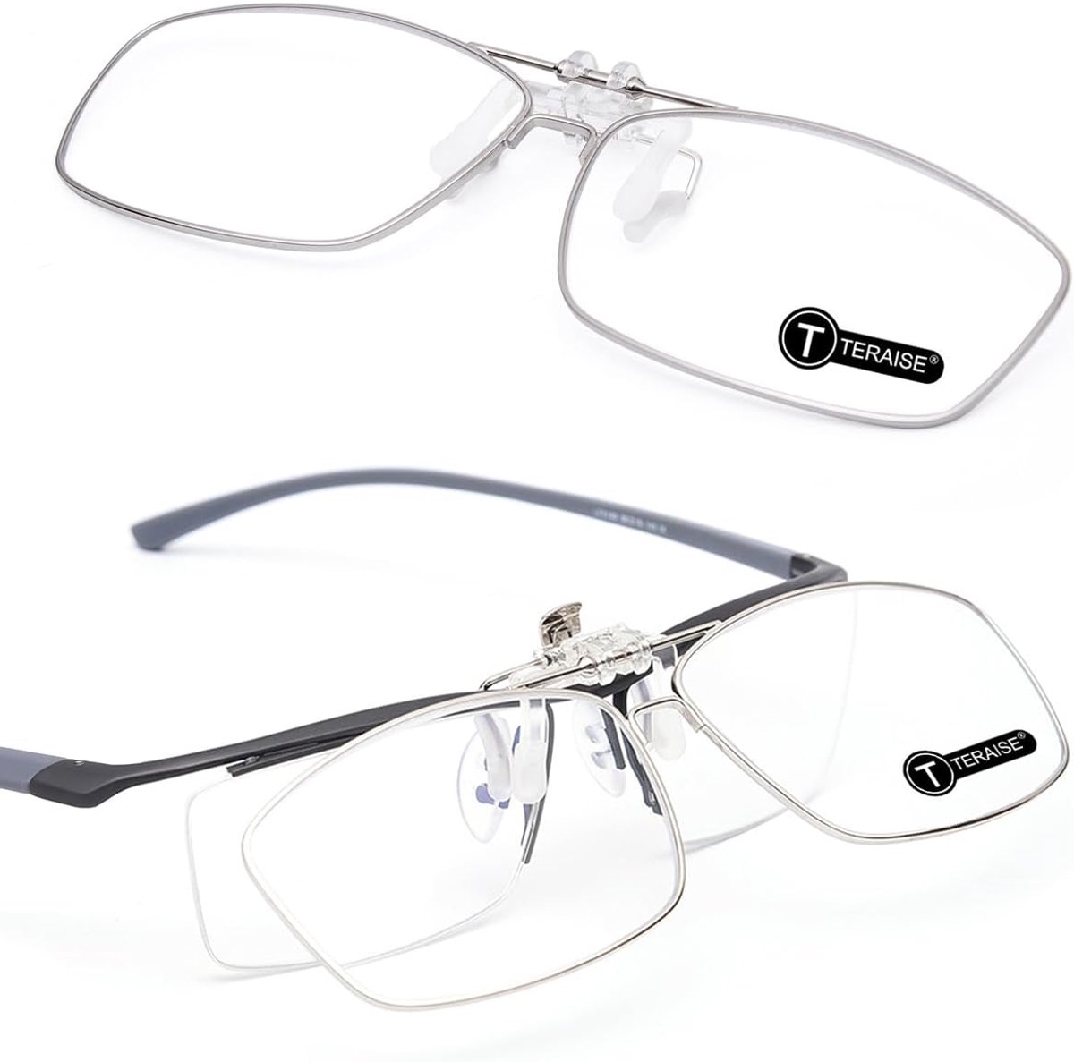 TERAISE Clip-on Reading Glasses with Folding Function Metal Clip on Glasses Frame Designed for Myopia Fashion Readers - ShopVlot