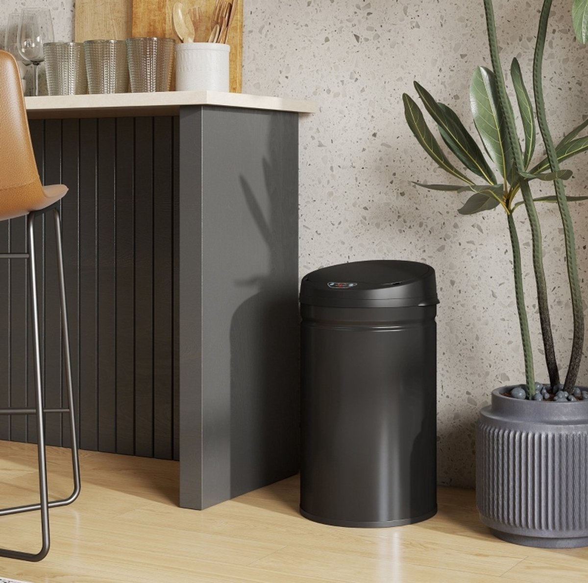 MIVRAY Sensorprullenbak - 30 Liter - Contactloze Opening En Geruisloze Sluiting - RVS - Zwart - Voor Keuken En Bijkeuken - Fingerprintbestendig