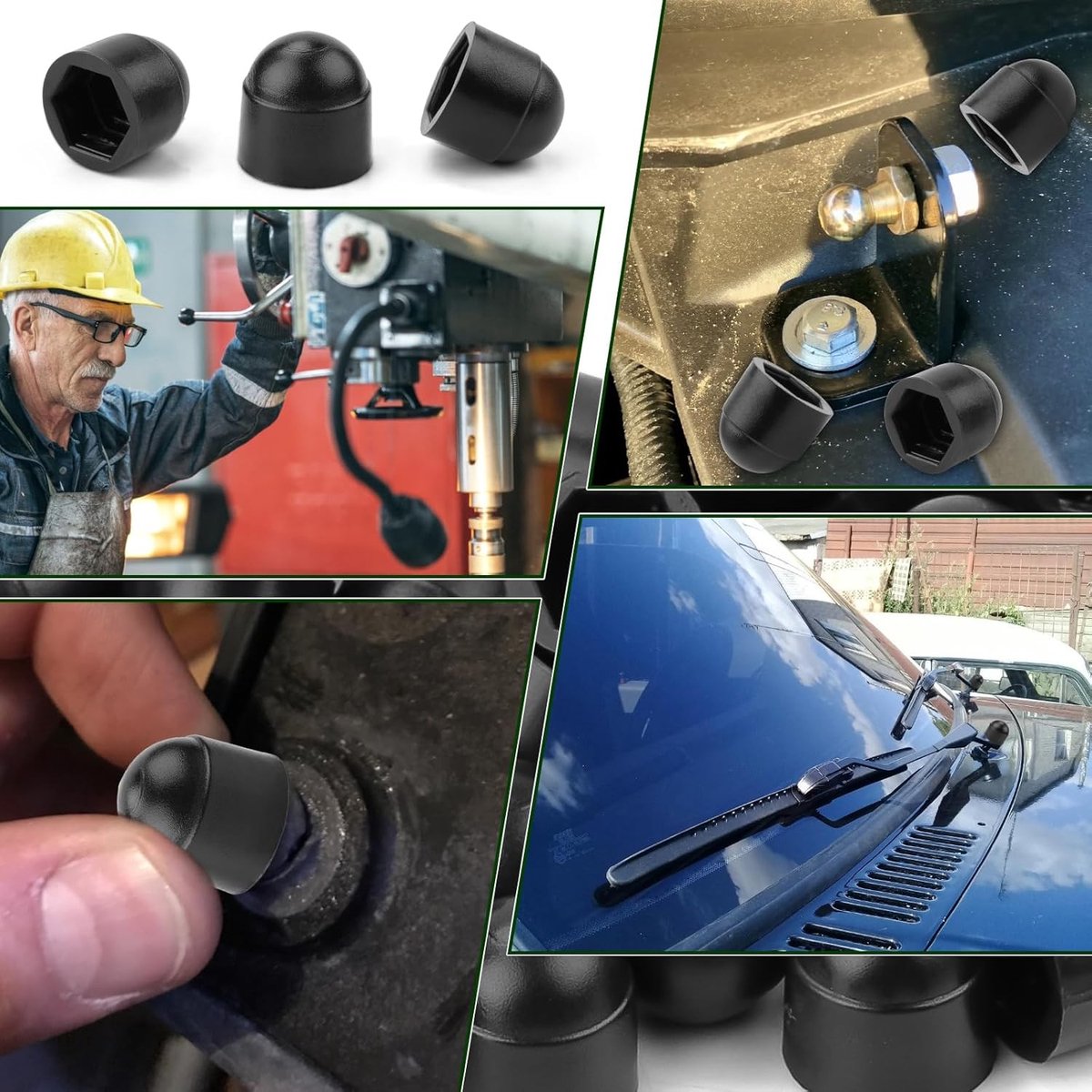 Cap Nuts M12 Plastic Cover Caps voor Schroeven - 30 Stuks Zwarte Beschermcaps voor Moeren en Draadbouten - Hexagonale Schroefdeksels