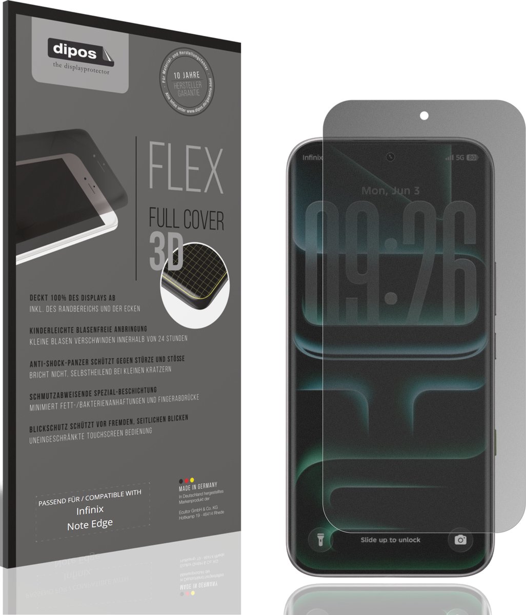 dipos FLEX – Matte Privacy Screenprotector geschikt voor Infinix Note Edge | Volledige Schermbescherming | Case-Friendly