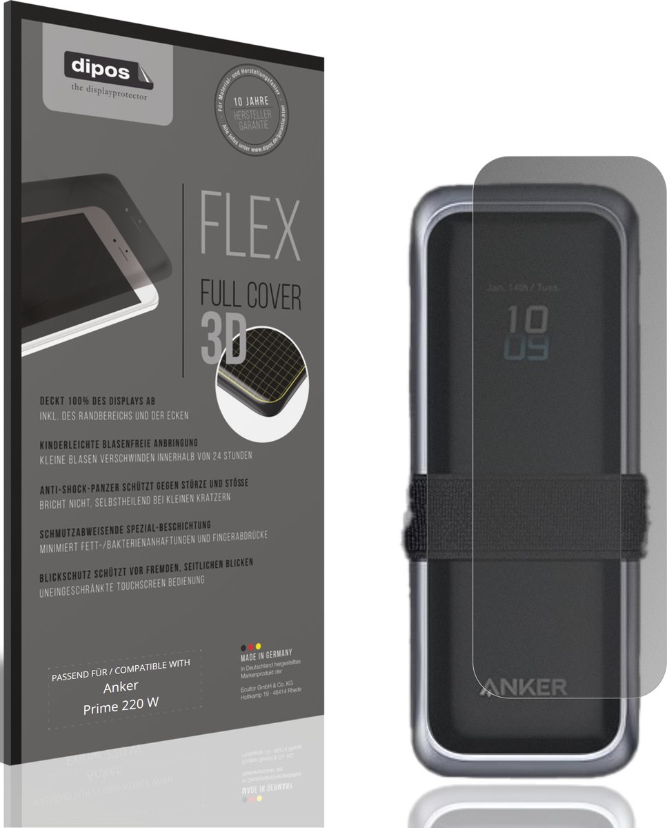 dipos FLEX – Matte Privacy Screenprotector geschikt voor Anker Prime 220 W | Volledige Schermbescherming | Case-Friendly