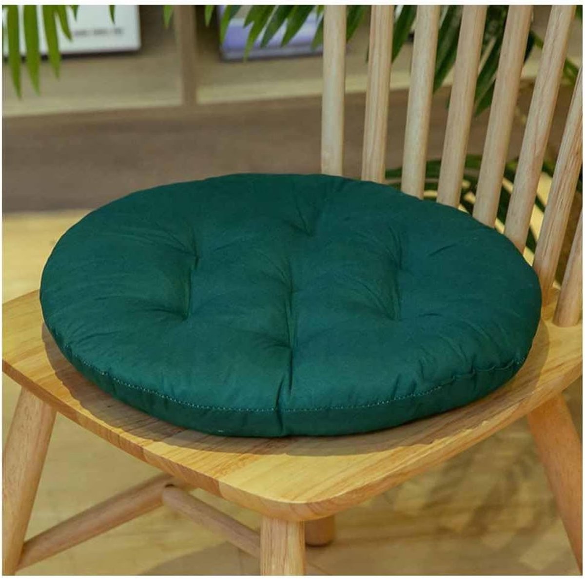 Zitkussen 40 x 40 cm met Touwen - Dikke Katoenen Vulling voor Binnen en Buiten, Rond Donkergroen, Perfect voor Stoelen en Vloer