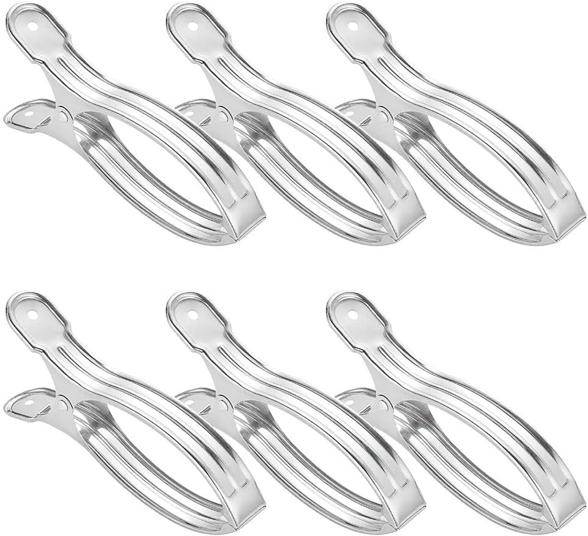 Sterke Wasknijpers - 6 Stuks Grote RVS Knijpers, Winddichte Klemmen voor Zware Kleding en Wasgoed (16 * 2cm)