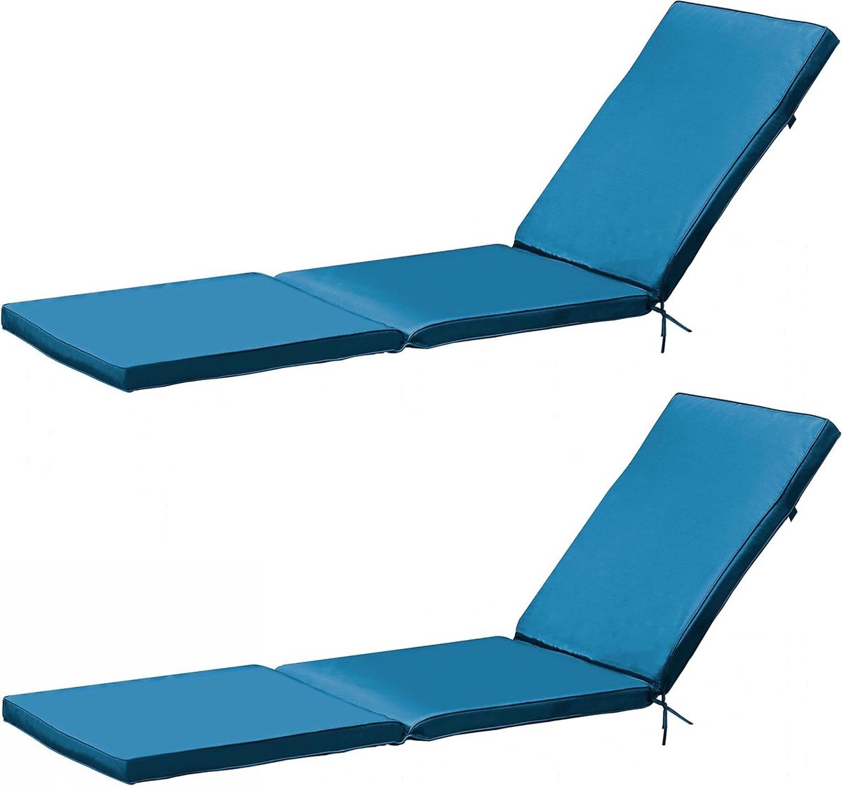 Ligstoelkussens Set - Tuinkussens - Buiten Ontspannen - UV-beschermend - 186x53cm - Blauw