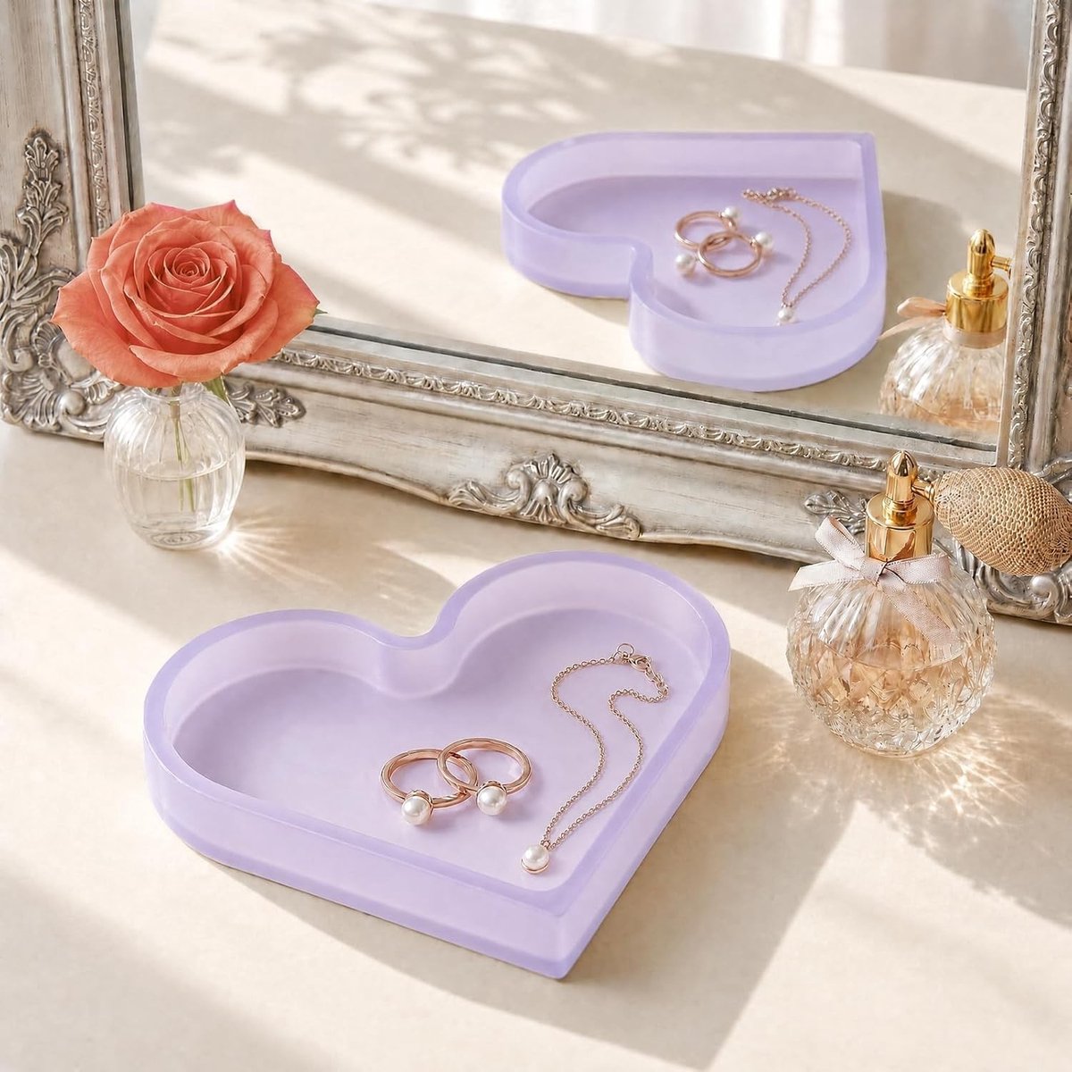 Leuke hartvormige siliconen sieraden schotel, zachte ringhouder voor oorbellen en sleutels, esthetische snuisterijkom als cadeau voor vrouwen en meisjes
