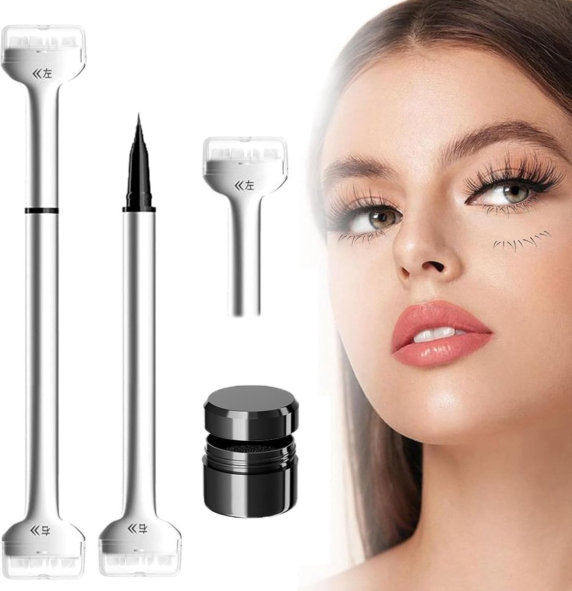 Set van 1 Lower Lash Stamp en Mocha Brown Eyeliner - Waterproof en Sweatproof 2-in-1 Eyeliner voor Beginners en Dagelijks Gebruik