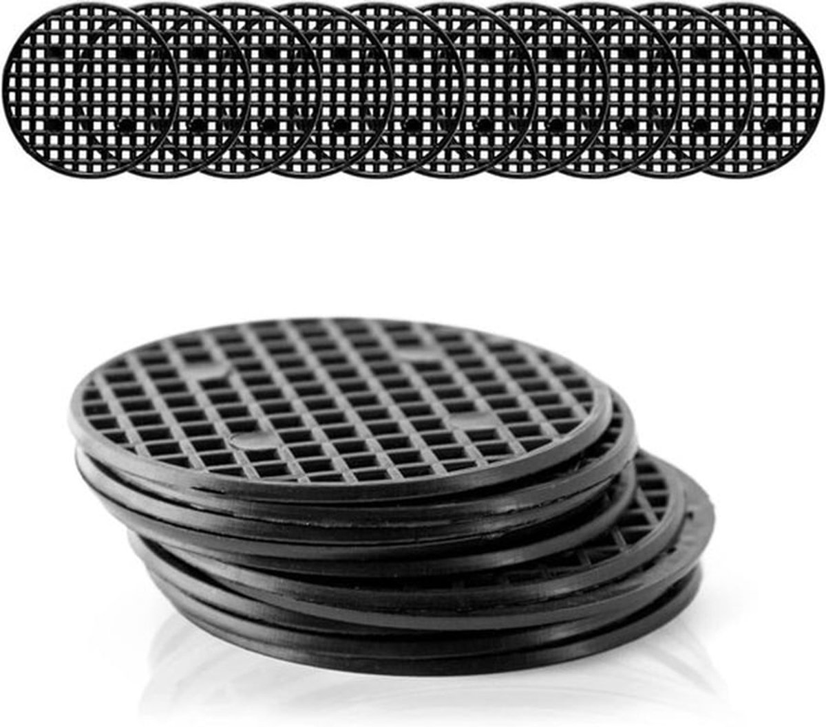 10-delige set Bonsai Cover Net Plastic Zwart Afvoerrooster Ronde voor Bonsai Planter Bloempot Diameter 5,5 cm