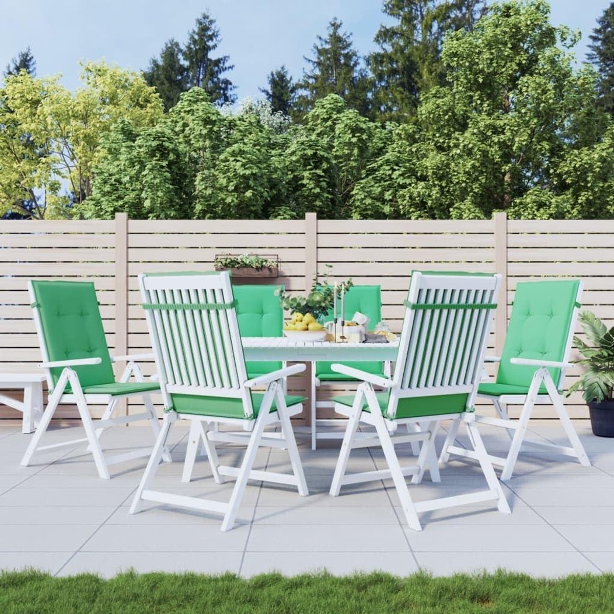 Tuinstoelkussen Hoge Rugleuning - Zitkussen Tuinstoel - Buiten Ontspannen - Weerbestendig Polyester - 120 x 50 x 3 cm - Groen