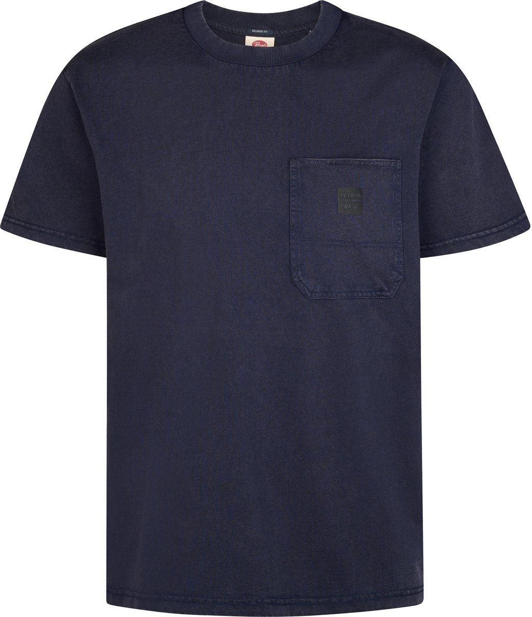 Petrol Industries - Heren T-shirt met borstzakje vaughn - Blauw - Maat XXXL