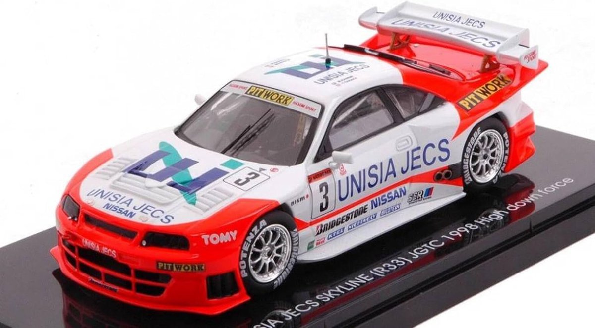 Modelauto Nissan Skyline (R33) JGTC 1998 #3 Unisia JECS High down force - Schaal 1:43