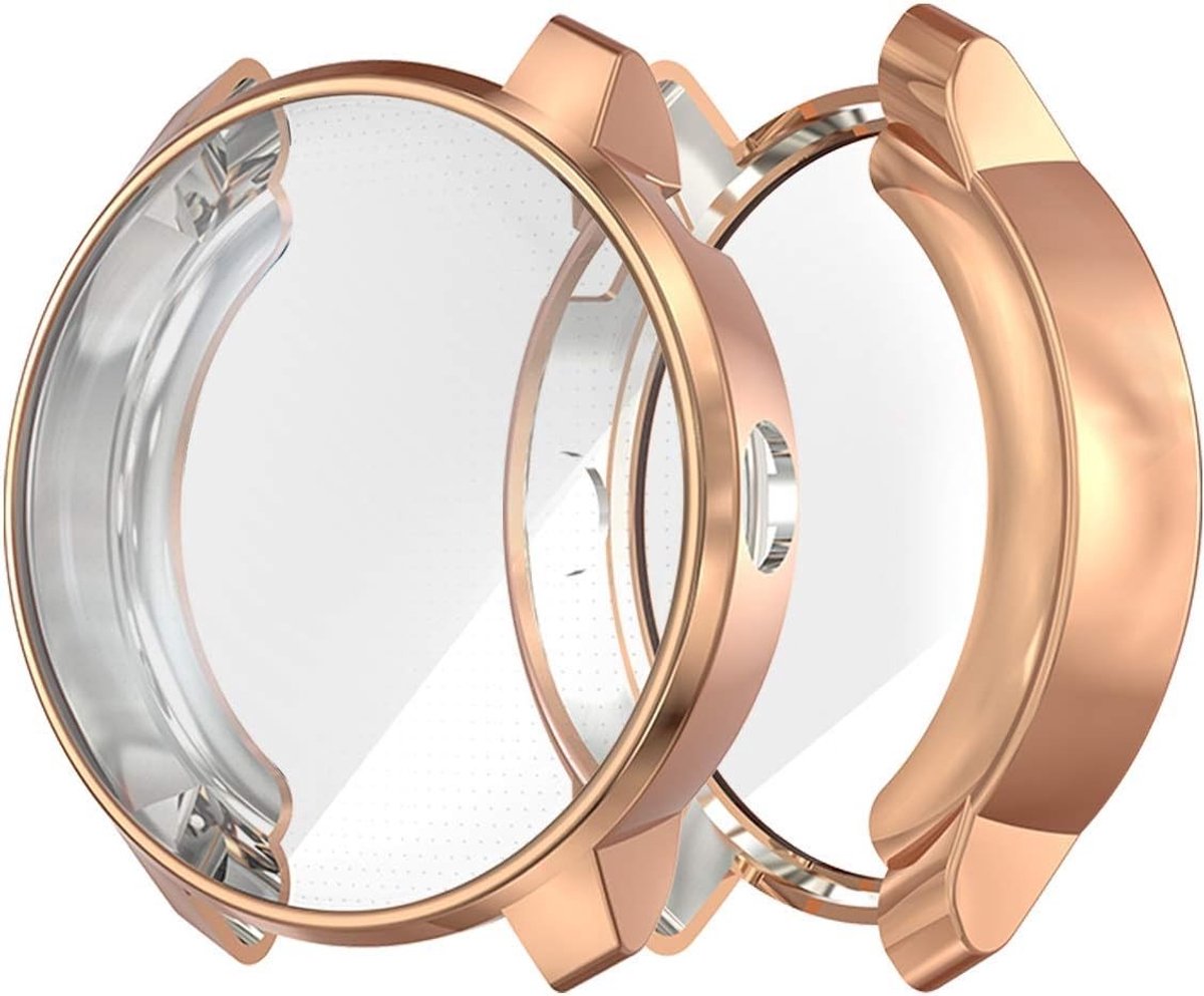 Beschermende TPU Hoes voor Garmin Vivoactive 3 Music - Schokbestendige Bumper Shell, Geschikt voor GPS Smartwatch in Roze Goud met Volledige Bescherming