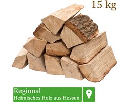 Brandhout, eikenhout, 15 kg, voor kachels, open haarden, vuurkorven en barbecues, 25 cm lang, ovengedroogd, flameup