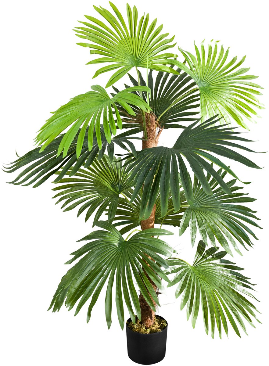 Kunstpalm, Sagopalm, Kunststof Kunstplant, 120 cm, Decovego