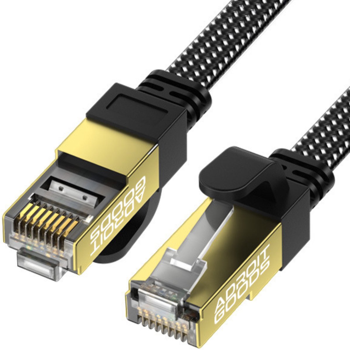 AdroitGoods Cat8 netwerkkabel 40Gbps high speed ethernet kabel gaming lan kabel RJ45 ultra snel stabiel internet plat design duurzaam gevlochten 10 m