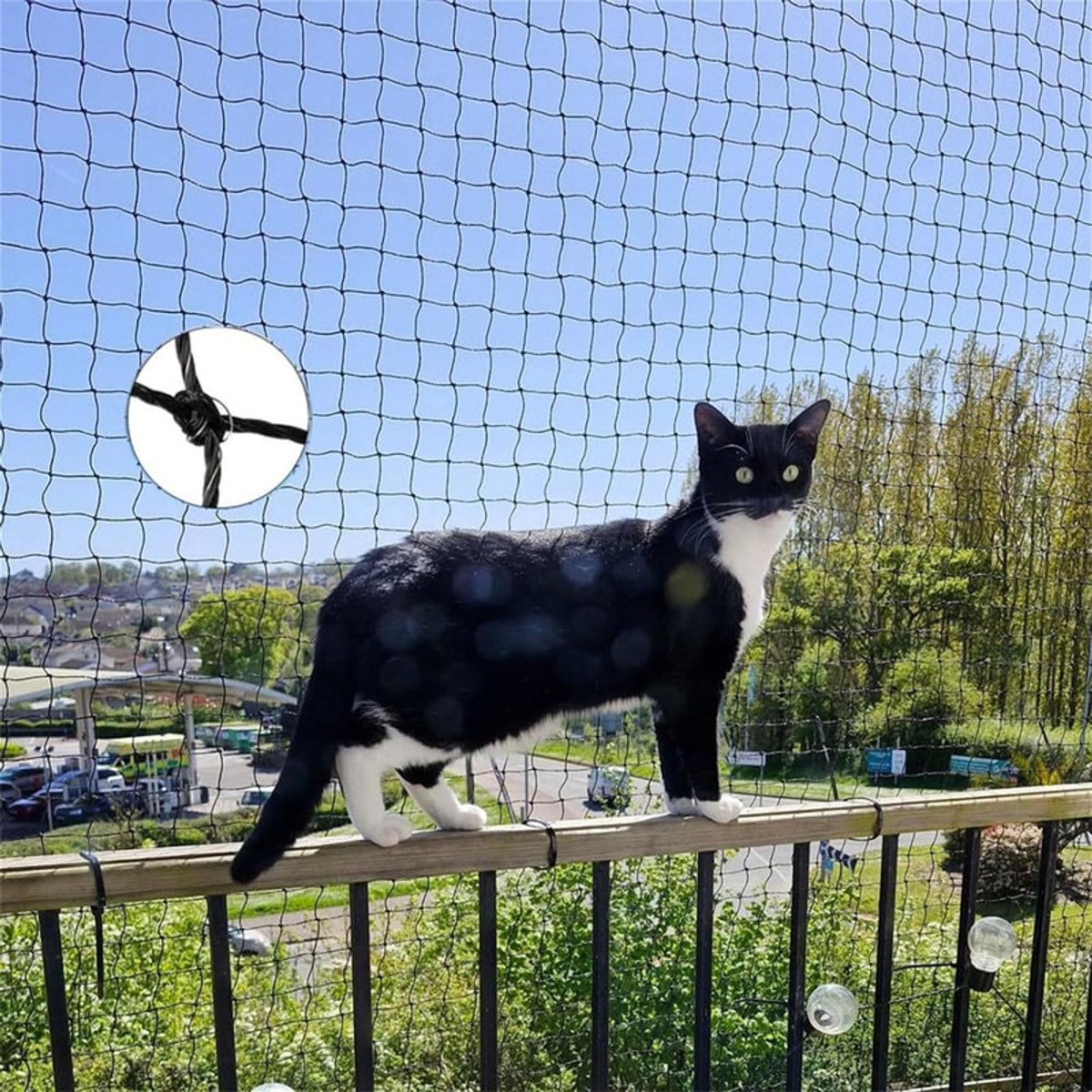 Veiligheidsnet voor huisdieren – S – 300 x 400 cm – Nylon beschermnet – Kattennet – Versterkt veiligheidsnet voor huisdieren – Met staal versterkt kattennet – Balkonveiligheidsnet – Valbeveiliging voor ramen, terrassen, trappen en balkons