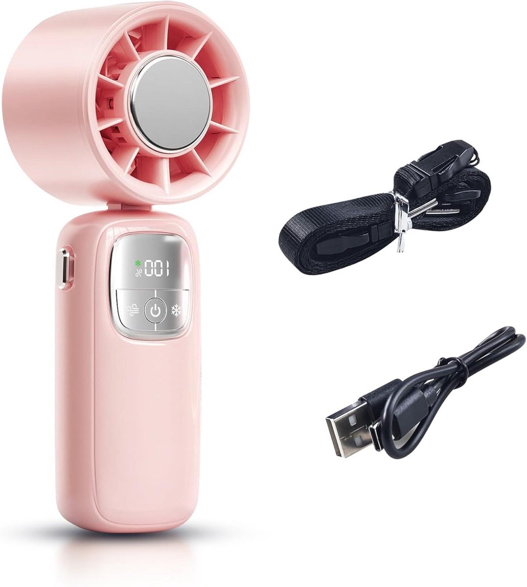 Draagbare Mini Ventilator - Handventilator USB - Persoonlijke Verkoeling - Opvouwbaar Ontwerp - 16 cm - Roze