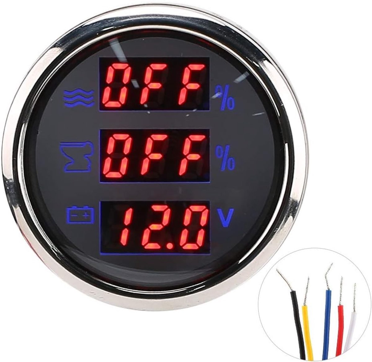 Voltage Meter voor Botensystemen - 52MM/2" 3-in-1 Marine Waterniveau Meter, Afvalwatermeter en Spanning Instrument 0-190Ω EU Standaard (Wit)
