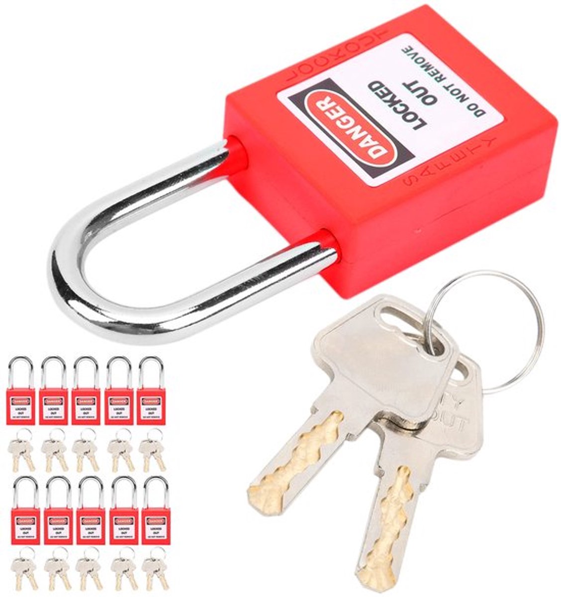 Hangslot 10 Sets - Geloft en Geel - Niet-geleidend en Hoog Temperatuurvast
