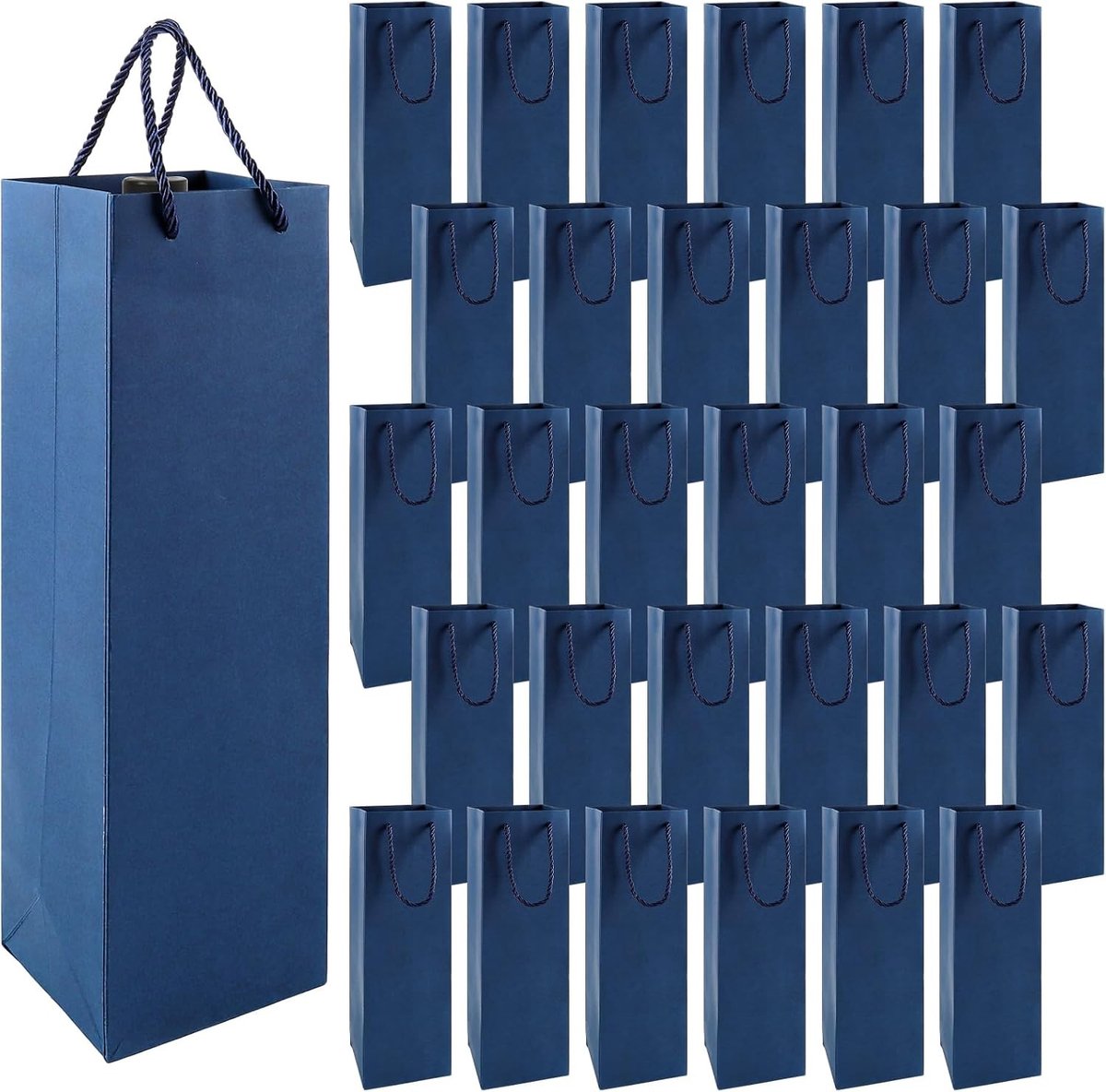Kraftpapier wijnflessenzakjes 30 stuks, cadeauzakjes met handvat voor flessen, ideaal voor Kerst, verjaardag en Valentijnsdag