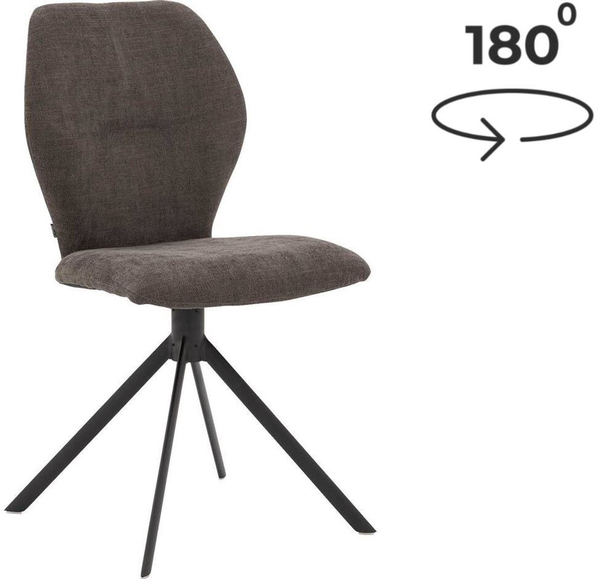 Goossens Eetkamerstoel Hera - Zonder Armleuning - Stof - Bruin - Spinpoot rechte poot 360g